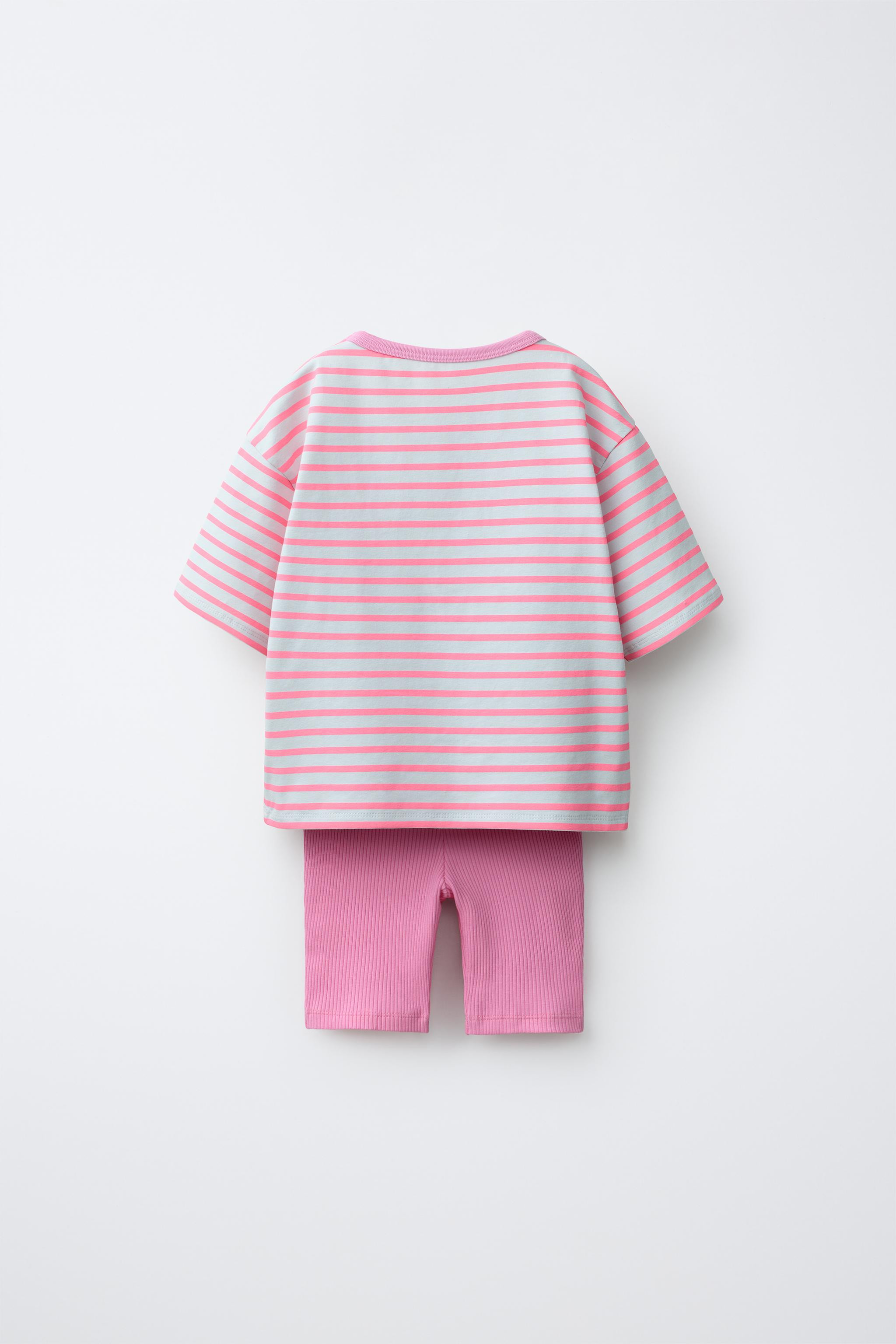 STRIPED T-SHIRT AND BIKER LEGGINGS SET | Zara US