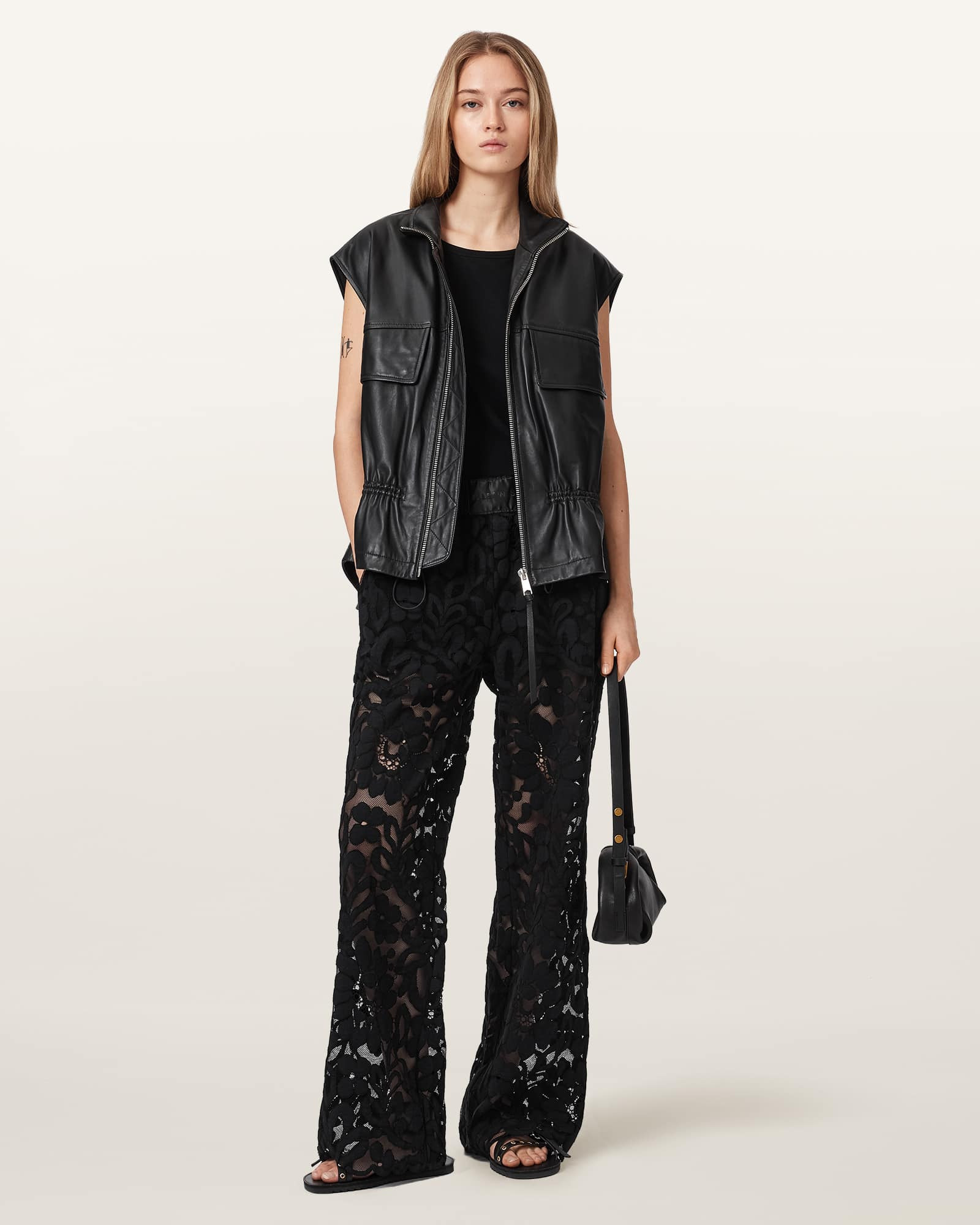 AllSaints Amelie Straight Leg Lace Pants | AllSaints US