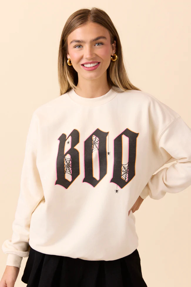 Boo Cream Graphic Sweatshirt | Pink Lily