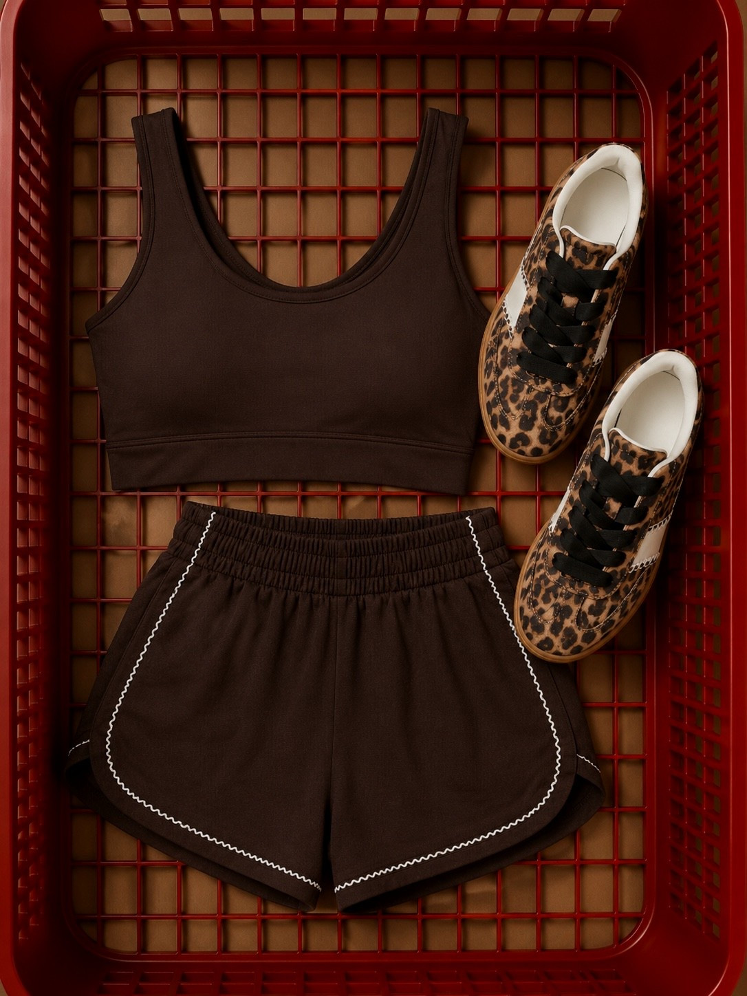 Women's Active Brown Support Sports Bra, Light Mid-Rise Crochet Trim Athletic Shorts 2.5" , and Leopard Print Lace up Sneakers -All In Motion #target #targetstyle #allinmotion #activewearset #newattarget #targetactivewear #workoutclothes #leopardprint #casualoutfitidea

#LTKgrwm #LTKootd #LTKActive