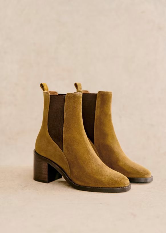 Pippa Ankle boots - Caramel - Split cowhide leather - Sézane | Sezane Paris
