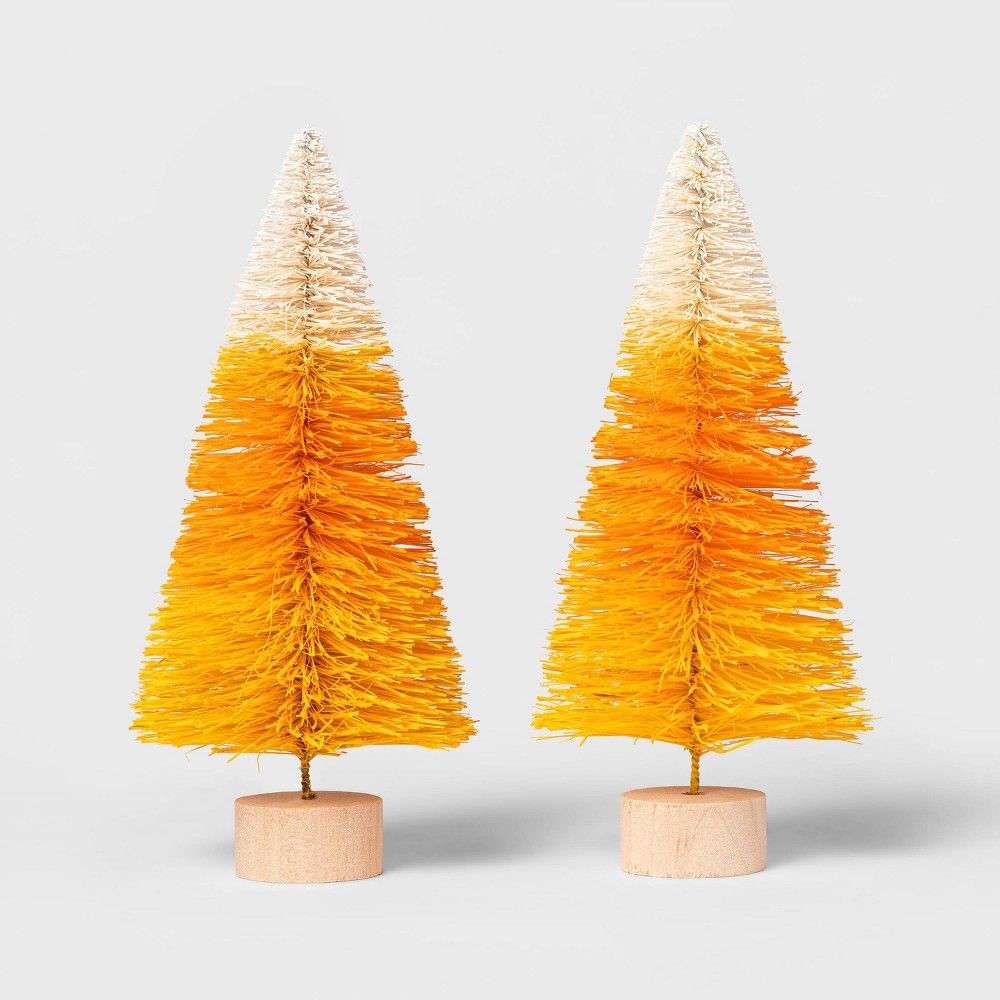 Halloween 2pk Candy Corn Bottle Brush Tree Halloween Decorative Sculpture - Hyde & EEK! Boutique | Target