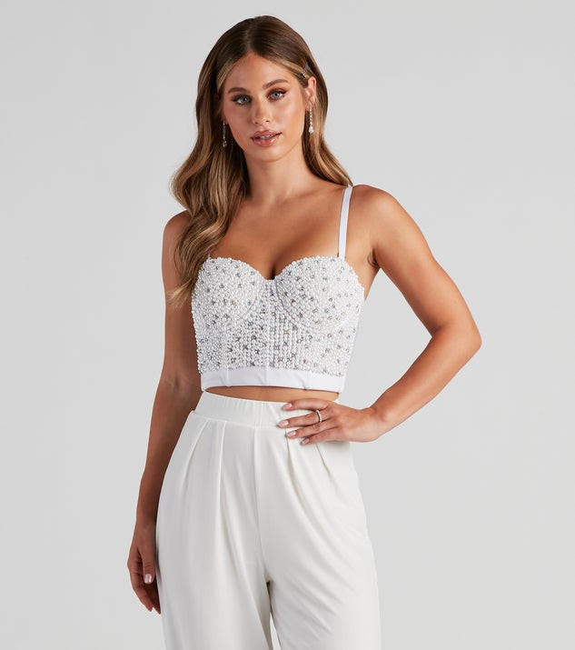 Dearly Beloved Beaded Pearl And Rhinestone Bustier | Windsor Stores