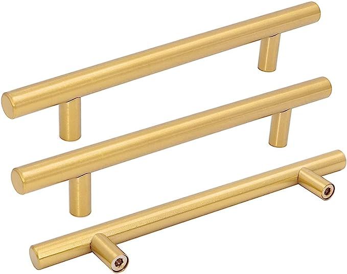 5 Pack goldenwarm Brushed Brass Cabinet Handles Cabinet Door Handles Drawer Pull Handles for Kitc... | Amazon (US)