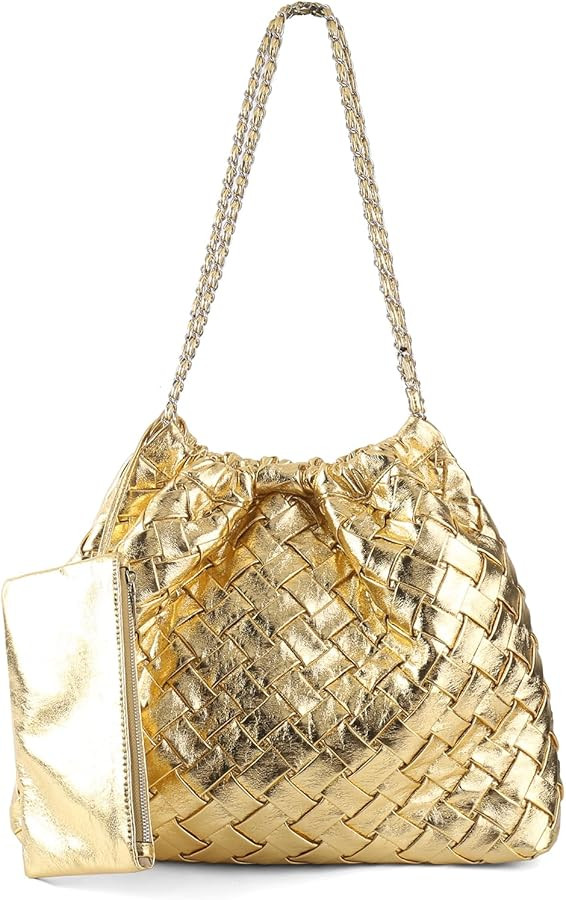 Woven Tote Bag for Women, Vegan Leather Tote Bag, Large Handbags with Purse Satchel Bag Shoulder ... | Amazon (US)