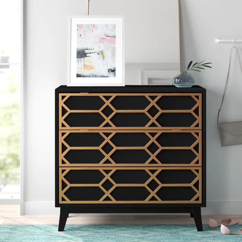 Estelle Gold Lattice Accent Chest | Wayfair North America