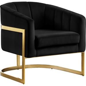 Meridian Furniture Carter Black Velvet Accent Chair with Stainless Steel Base | Cymax