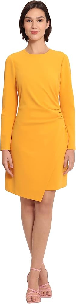 Donna Morgan Women's Sleek Faux Wrap Dress with Asymmetric Skirt Office Workwear Event Guest of | Amazon (US)
