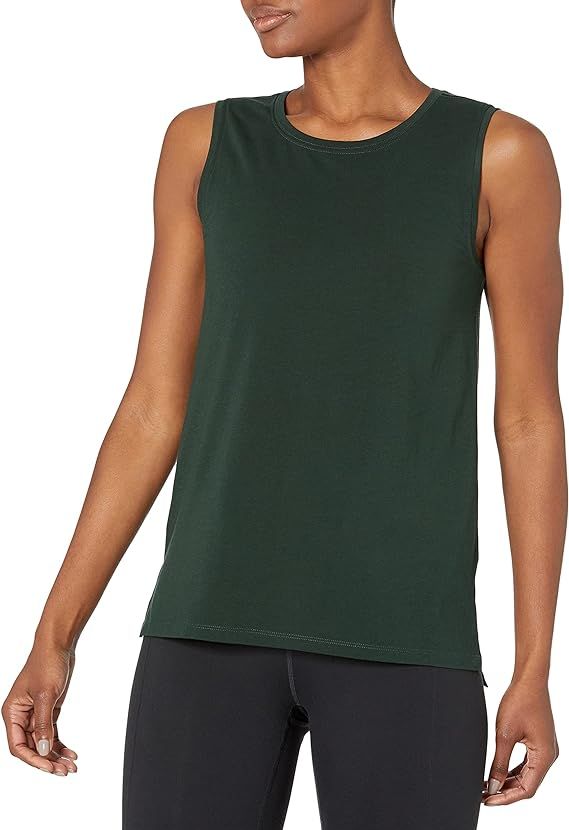 Core 10 Women's Soft Pima Cotton Stretch Full Coverage Yoga Sleeveless Tank | Amazon (US)