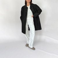 Black 90S Classic Trench Coat M, Heavy Silk Vintage Jacket | Etsy (UK)