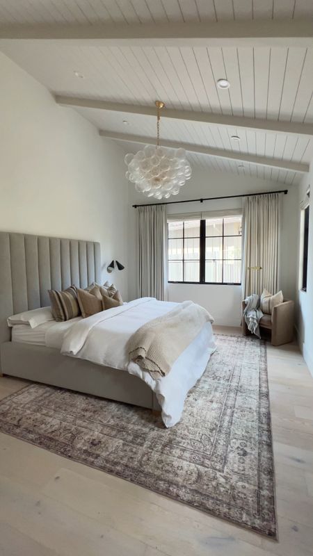 Bedroom reveal
Upholstered bed, glass chandelier, accent chair, curved chair, pillows 

#LTKstyletip #LTKhome #LTKsalealert