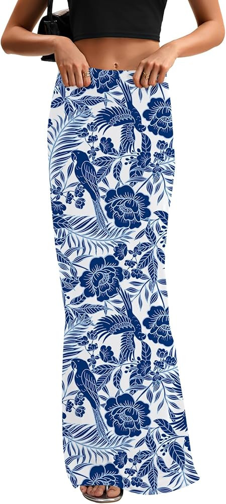 KIFOVEN Women's High Waist Elastic Flare Sexy Bodycon Basic Slim Maxi Skirt | Amazon (US)