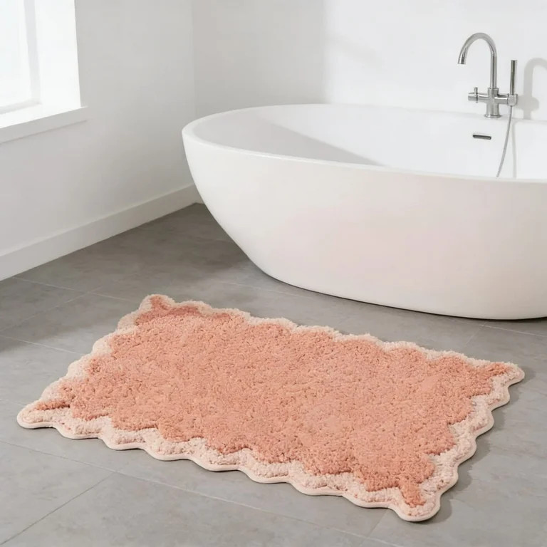 Orange Scalloped Bathing Mat, New Microfiber-cotton Scallop Bathroom Rugs, Cozy Household Shower ... | Walmart (US)