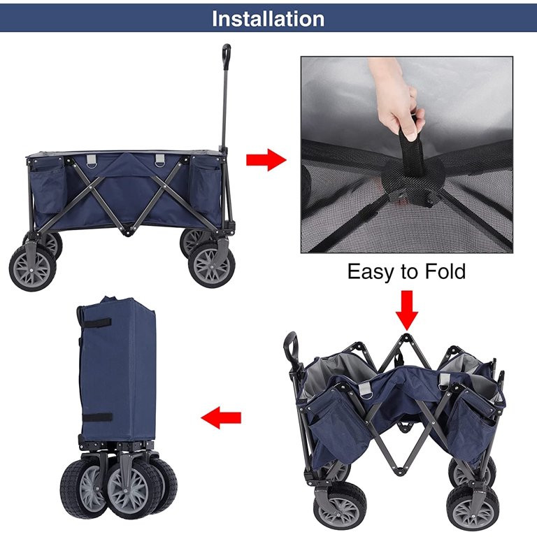 REDCAMP Folding Wagon Cart with Big Wheels, Heavy Duty Collapsible Utility Beach Wagon for Sand, ... | Walmart (US)