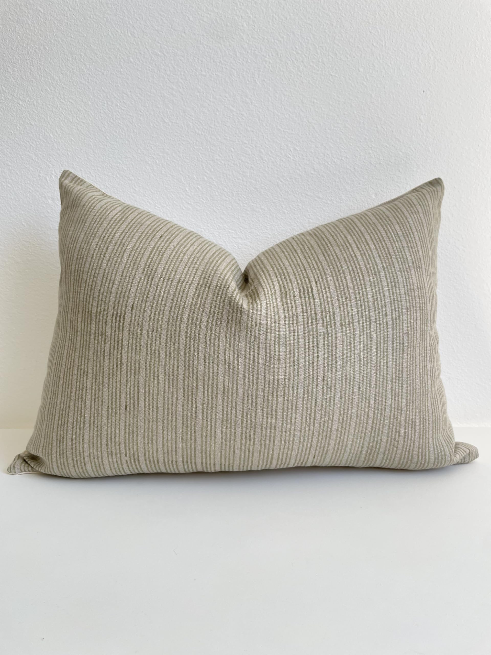 Hand Block Print Pure Linen Striped Throw Pillow Cover: Handmade Vintage Cushion Cover (Theo) (14... | Amazon (US)