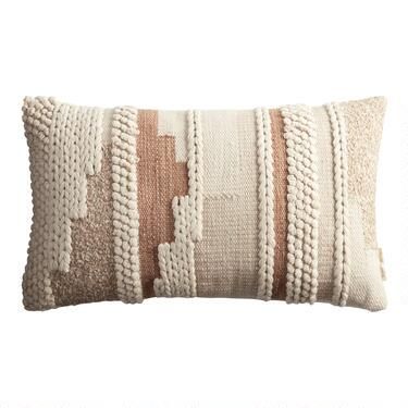 Rust and Ivory Braided Indoor Outdoor Lumbar Pillow | World Market
