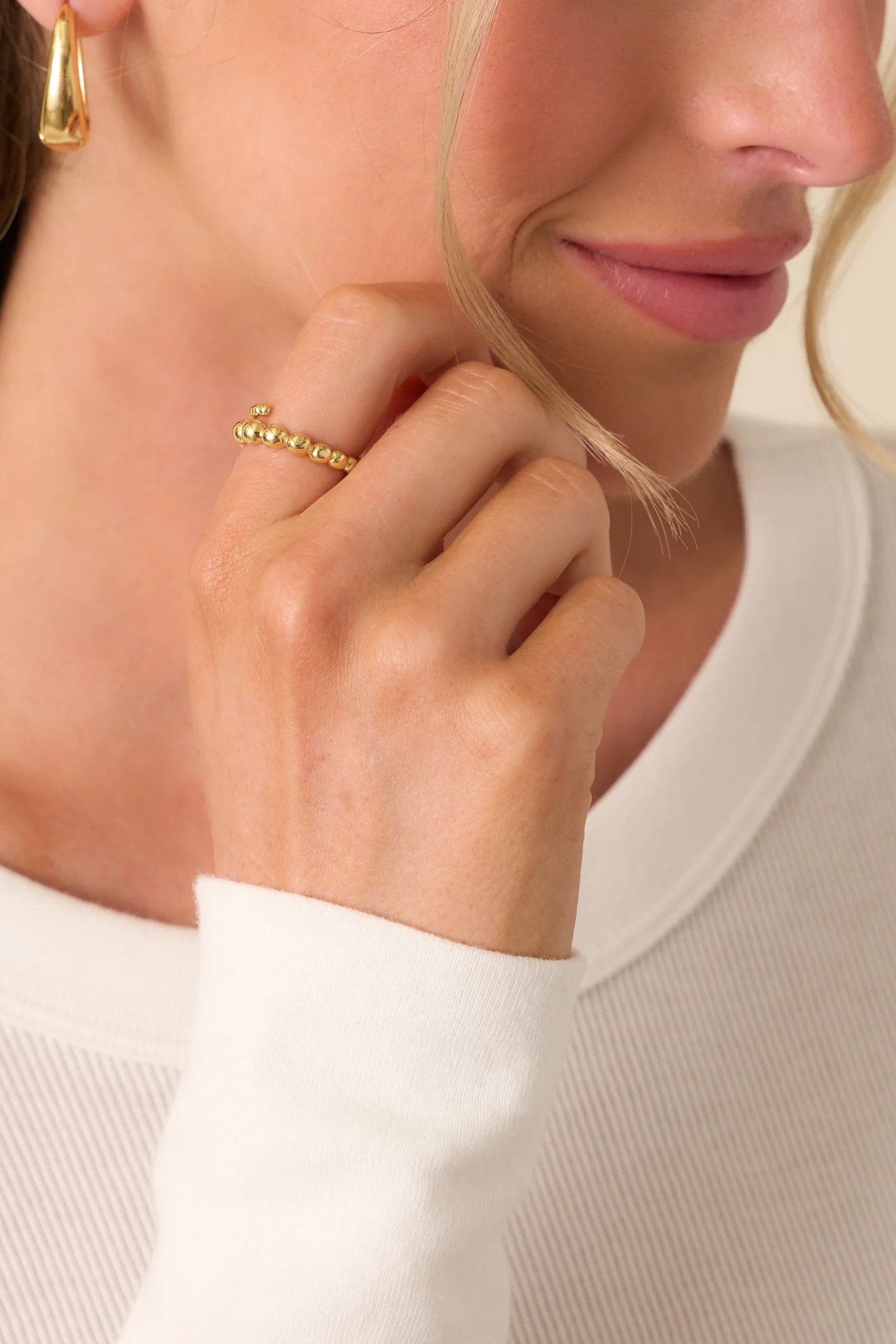 Let Me Think On It Textured Gold Wrap Ring | Red Dress