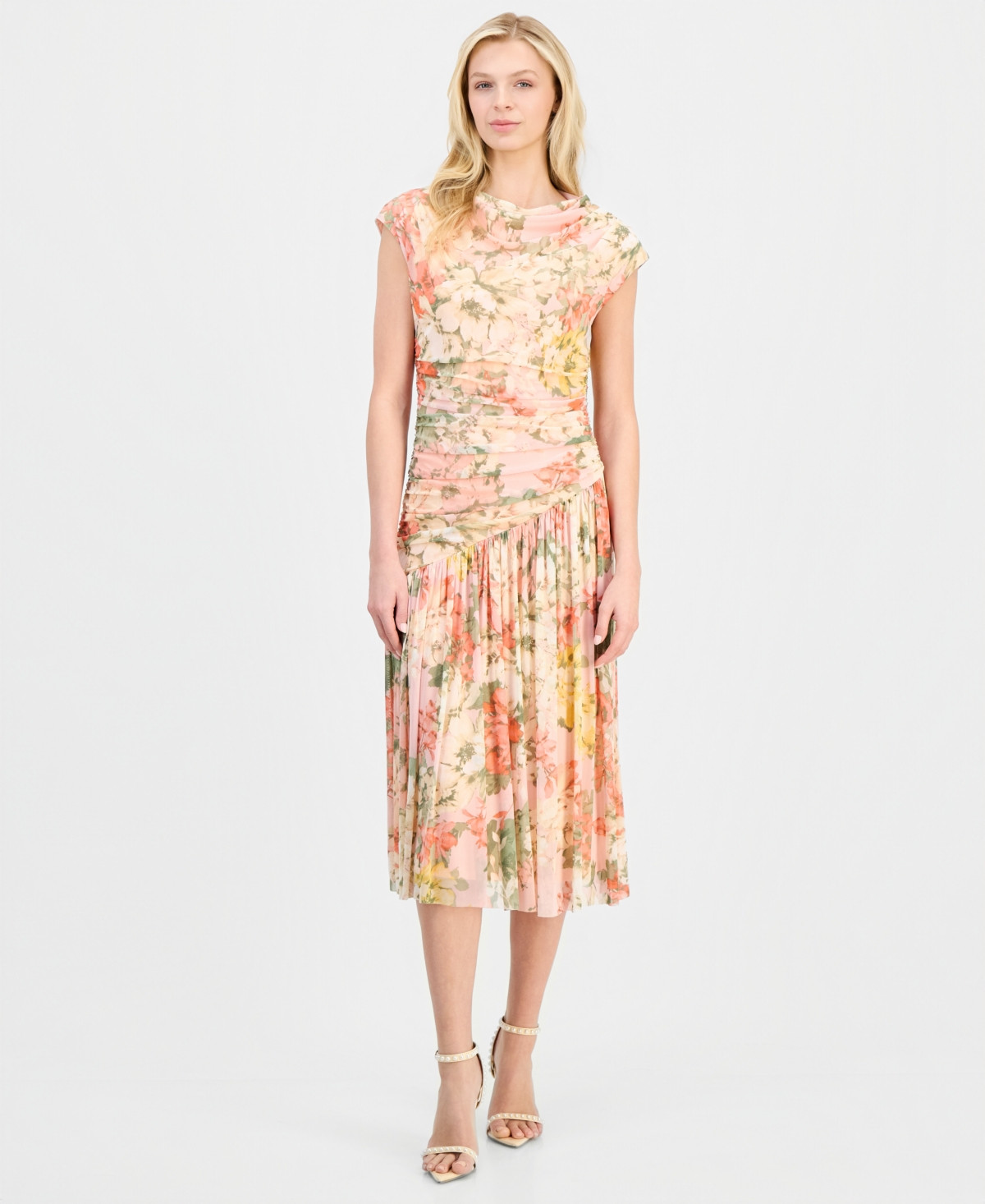 Robbie Bee Women's Asymmetrical-Waist Cowl-Neck Dress - Multi | Macy's