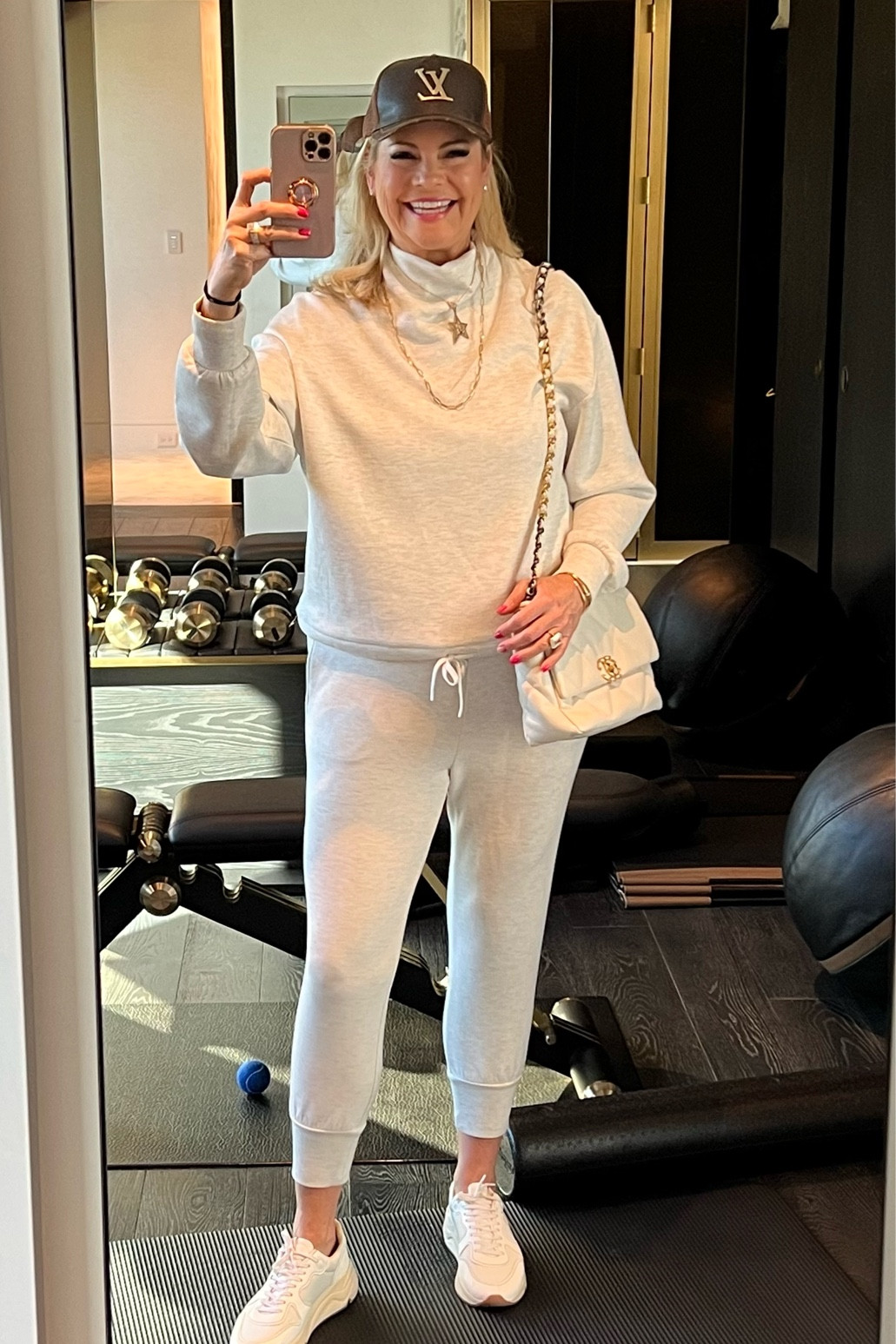The material from Varley clothing is THE SOFTEST fabric I’ve ever worn! Golden Goose tennis shoes, Louie’s Vuitton cap from eBay. White channel purse 

#LTKSeasonal #LTKover40 #LTKMostLoved