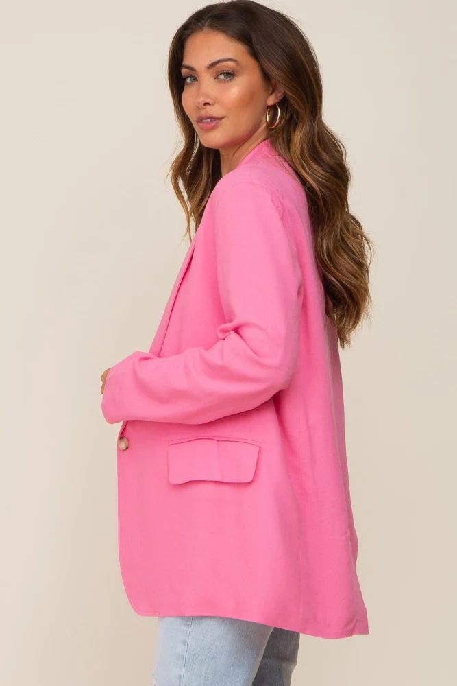 Pink Linen Front Pocket Maternity Blazer | PinkBlush Maternity