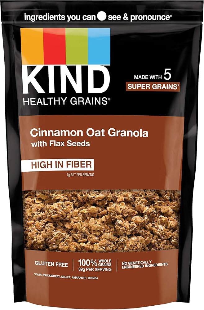 KIND Healthy Grains Clusters, Cinnamon Oat Granola With Flax Seeds, Healthy Snacks, Gluten Free, ... | Amazon (US)