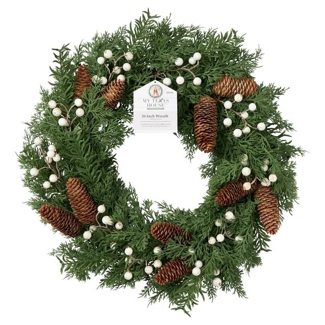 My Texas House White Gold Berry Wreath, 20" - Walmart.com | Walmart (US)