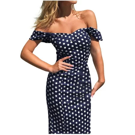 Women s Bra Polka Dot One Shoulder Tight Fit Side Slit Dress 2x Dress for Women plus Size Formal Occasion Dress | Walmart (US)