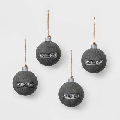 4ct Metal Rounds Christmas Ornament Set Charcoal - Wondershop™ | Target