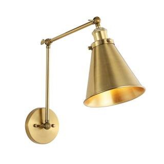 WINGBO Swing Arm Adjustable Wall Lamps Warm Brass Hardwired Light Fixture Up Down Metal Shade | The Home Depot