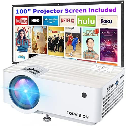 TOPVISION Projector, 7500L Portable Mini Projector with 100” Projector Screen, 1080P Supported,... | Amazon (US)