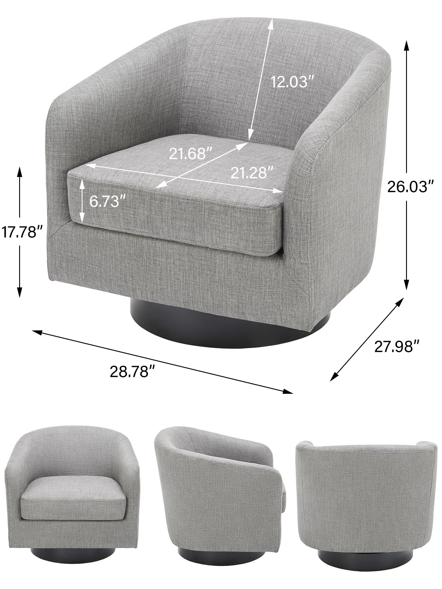 Swivel Barrel Accent Chair, Modern Round Linen Arm Chair for Living Room, Bedroom, Comfy Club Rea... | Amazon (US)