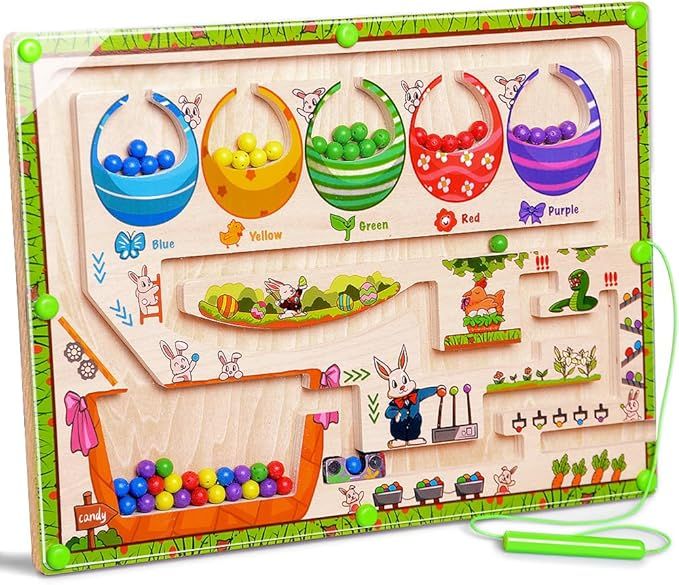 Easter Magnetic Color & Number Maze Puzzle, Montessori Fine Motor Skills Toys for Girls Boys, Ear... | Amazon (US)