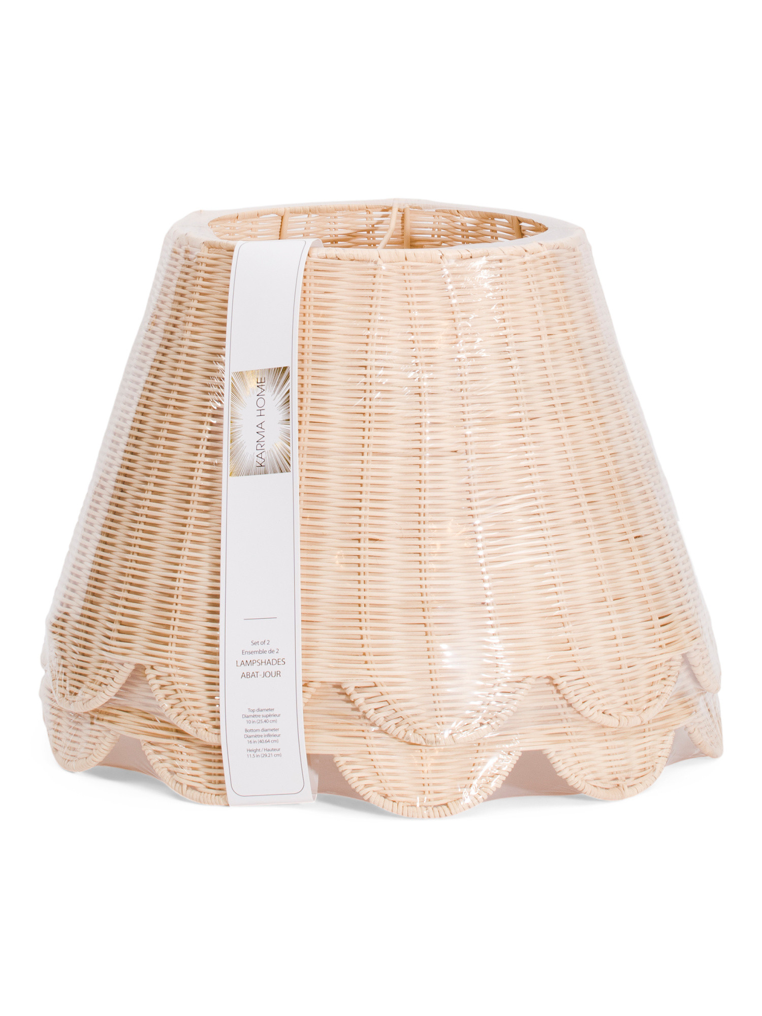 Set Of 2 11.5in Rattan Scalloped Lamp Shades | TJ Maxx