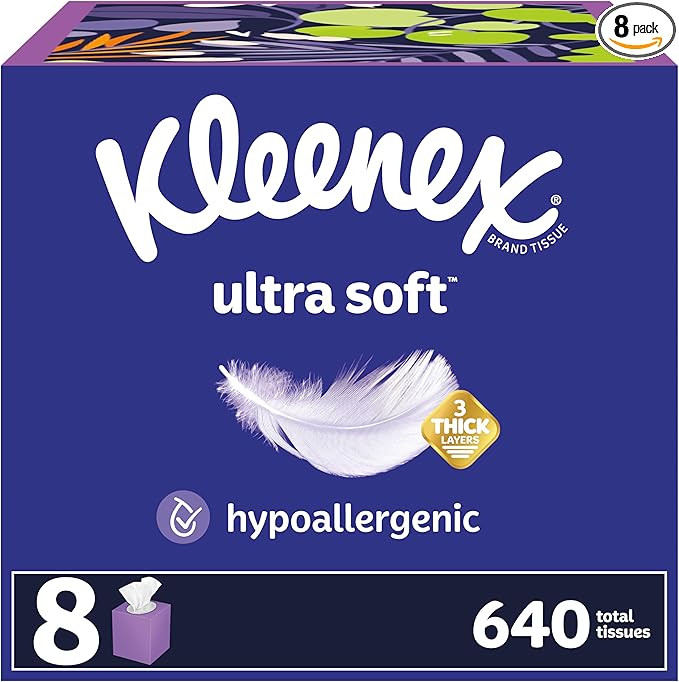 Kleenex Ultra Soft Facial Tissues, 8 Cube Boxes, 80 Tissues per Box, 3-Ply, Packaging May Vary | Amazon (US)
