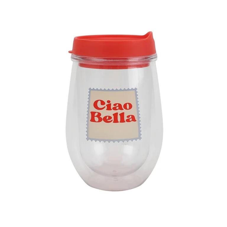 Just Feed Me by Jessie James Decker 2-Pack 12oz Printed Wine Tumbler Set, Ciao Bella and Strawber... | Walmart (US)