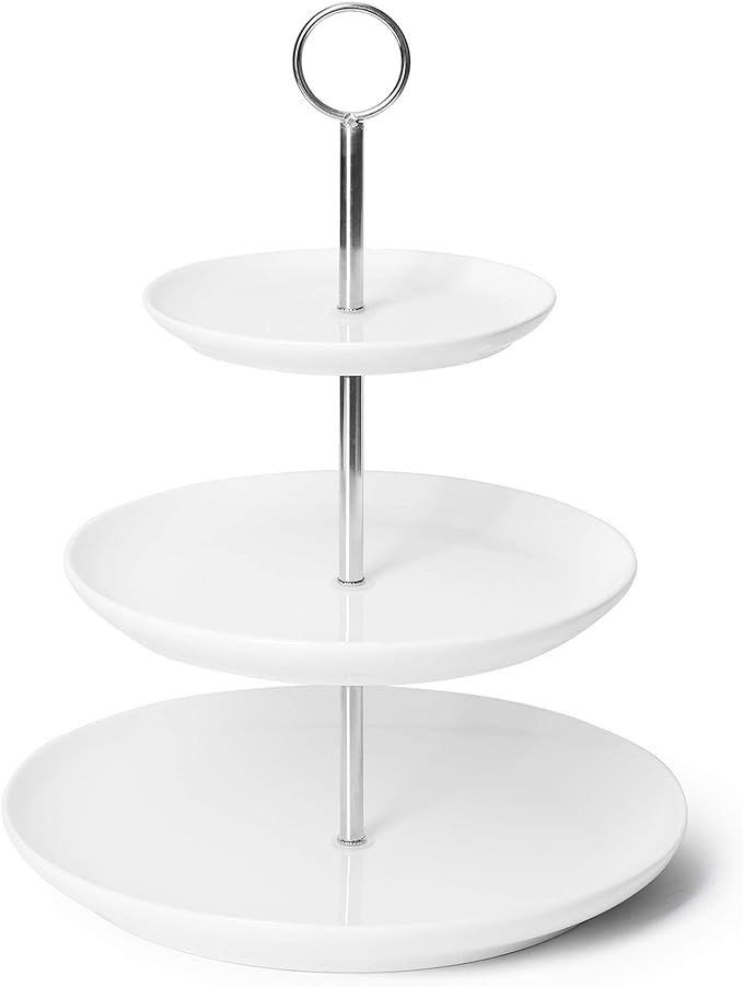 Sweese 735.101 3 Tier Cupcake Stand- White Porcelain Cake Stand- Dessert Stand, Tiered Serving Tr... | Amazon (US)