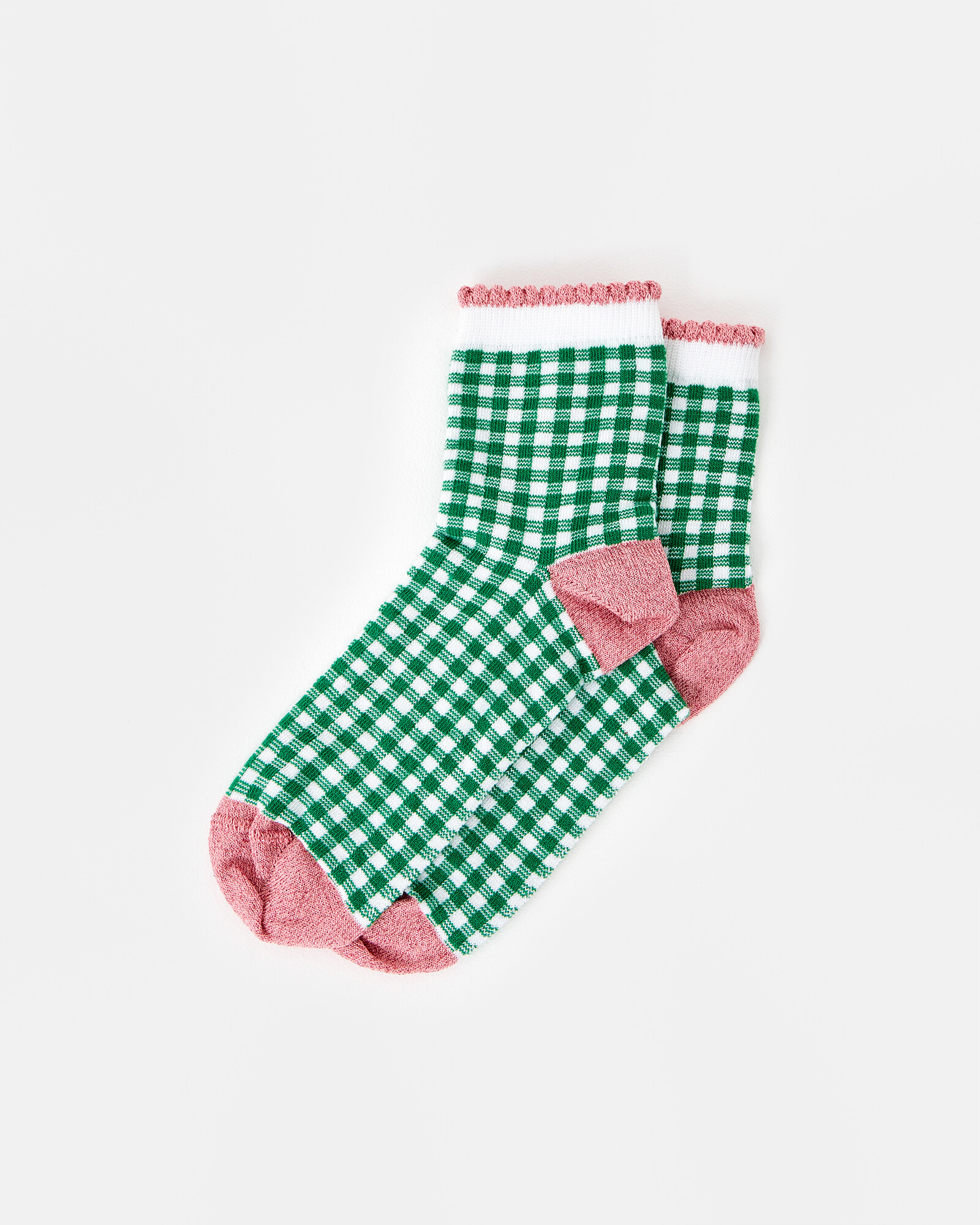 Pink & Green Gingham Ankle Socks | Oliver Bonas | Oliver Bonas (Global)