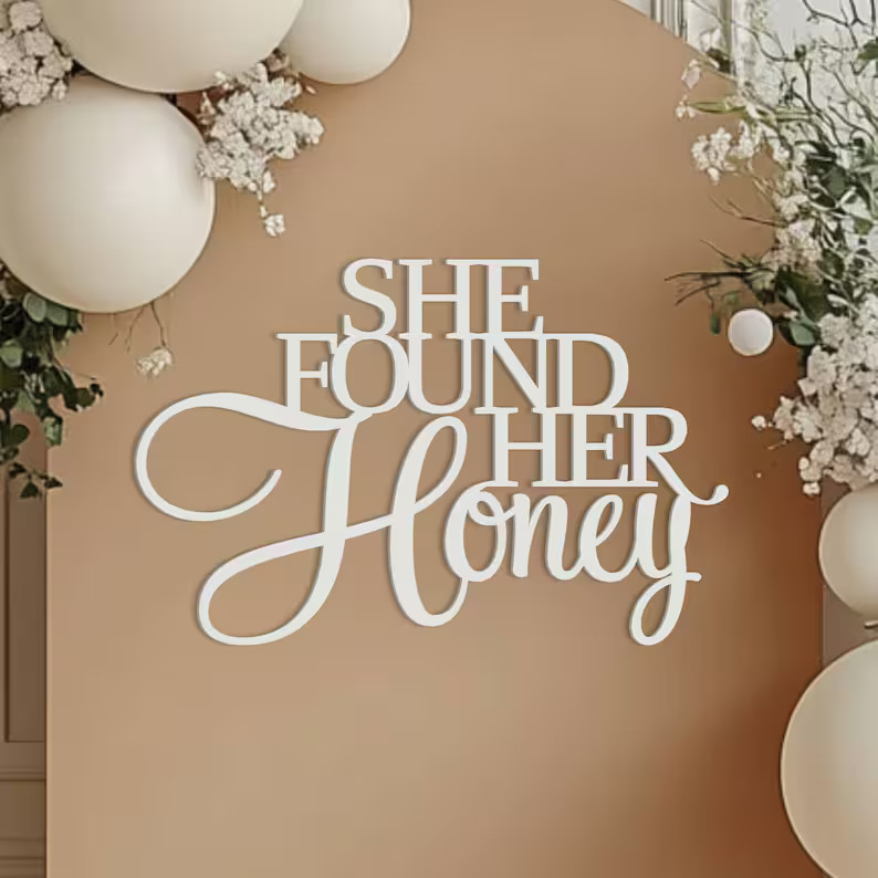 She Found Her Honey Sign for Bridal Shower Backdrop Wall Decorations, 3D Wooden Hen Party Photo B... | Etsy (US)
