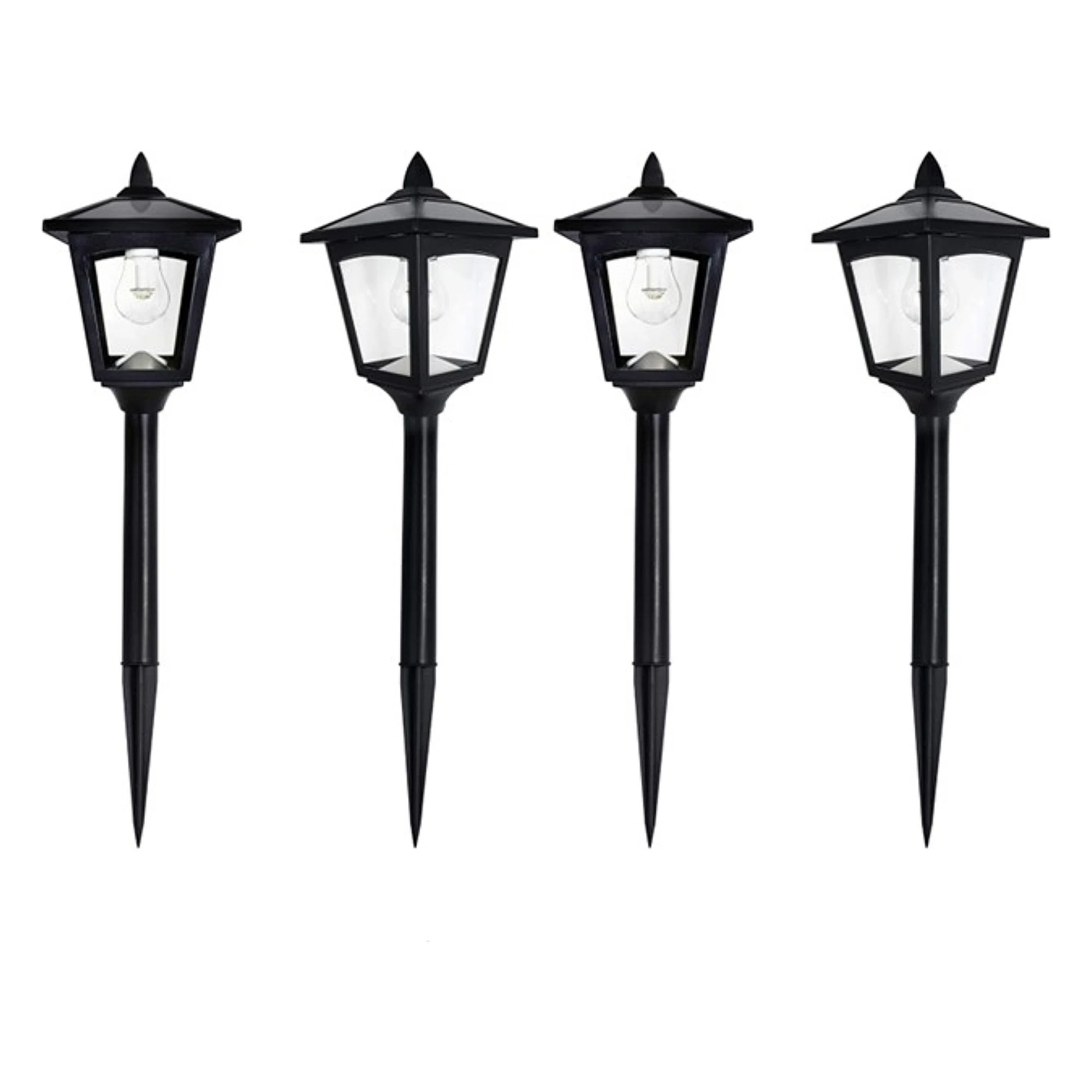 Matte Black Solar Powered Integrated LED Stainless Steel Pathway Light (Set of 4) | Wayfair North America