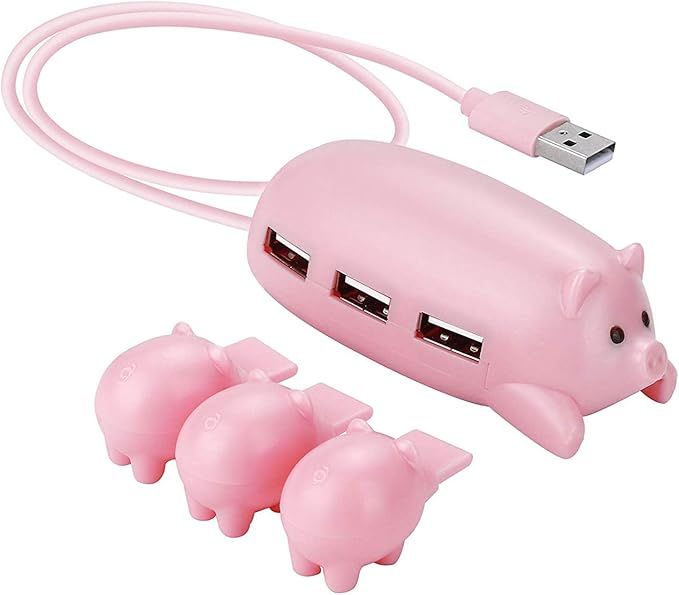Cute USB Hub, JoyReken Pink Mom Pig USB Hub with 3 Piglet Decoration Lids, Great Gifts for Pig Lo... | Amazon (US)