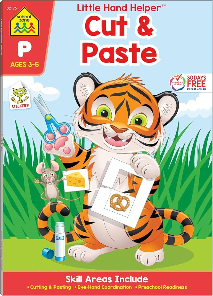 School Zone Cut & Paste Skills Workbook: Little Hands Helper™ Book Series for Ages 3-5, Prescho... | Amazon (US)