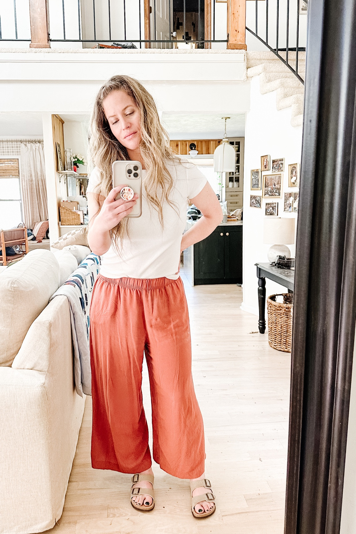 Love this spring outfit idea. Wearing a small in the top and a medium in the bottoms. Shoes are a Birkenstock dupe and so comfy. I’m wearing them on repeat! 

#LTKfindsunder100 #LTKover40 #LTKsalealert