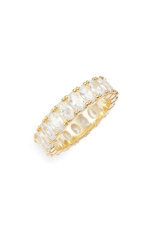 Argento Vivo Sterling Silver Cubic Zirconia Eternity Band Ring in Gold at Nordstrom, Size 7 | Nordstrom