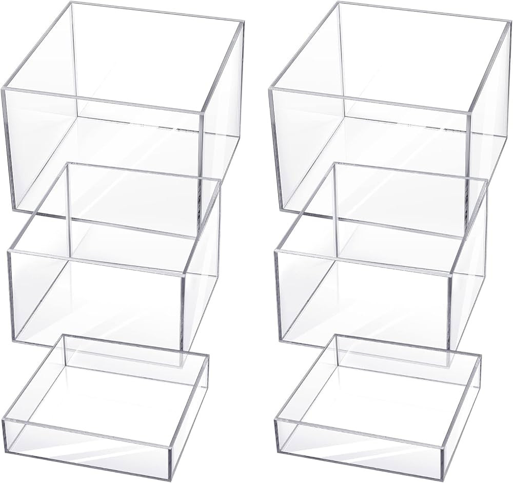 Amazon.com: 6 Pcs Acrylic Display Risers Acrylic Boxes Acrylic Display Nesting Cubes 5 Sided with... | Amazon (US)