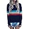 ECOWISH Women's Sweater Rainbow Colorful Striped Sweaters Long Sleeve Crew Neck Color Block Casua... | Amazon (US)