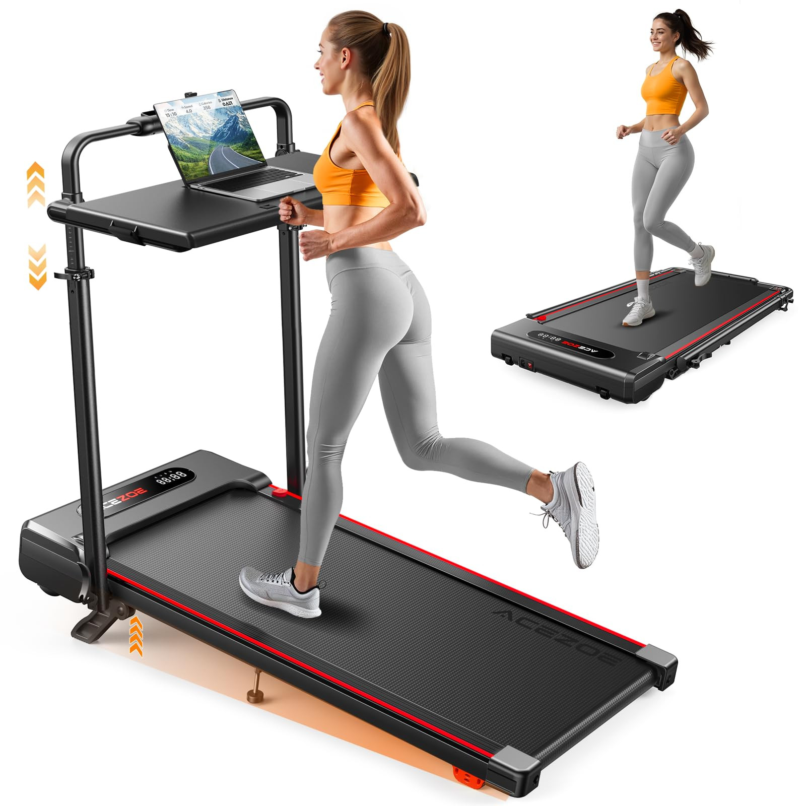 3 in 1 Under Desk Treadmill with Incline, Walking Pad with Removable Desk Workstation, Adjustable... | Amazon (US)