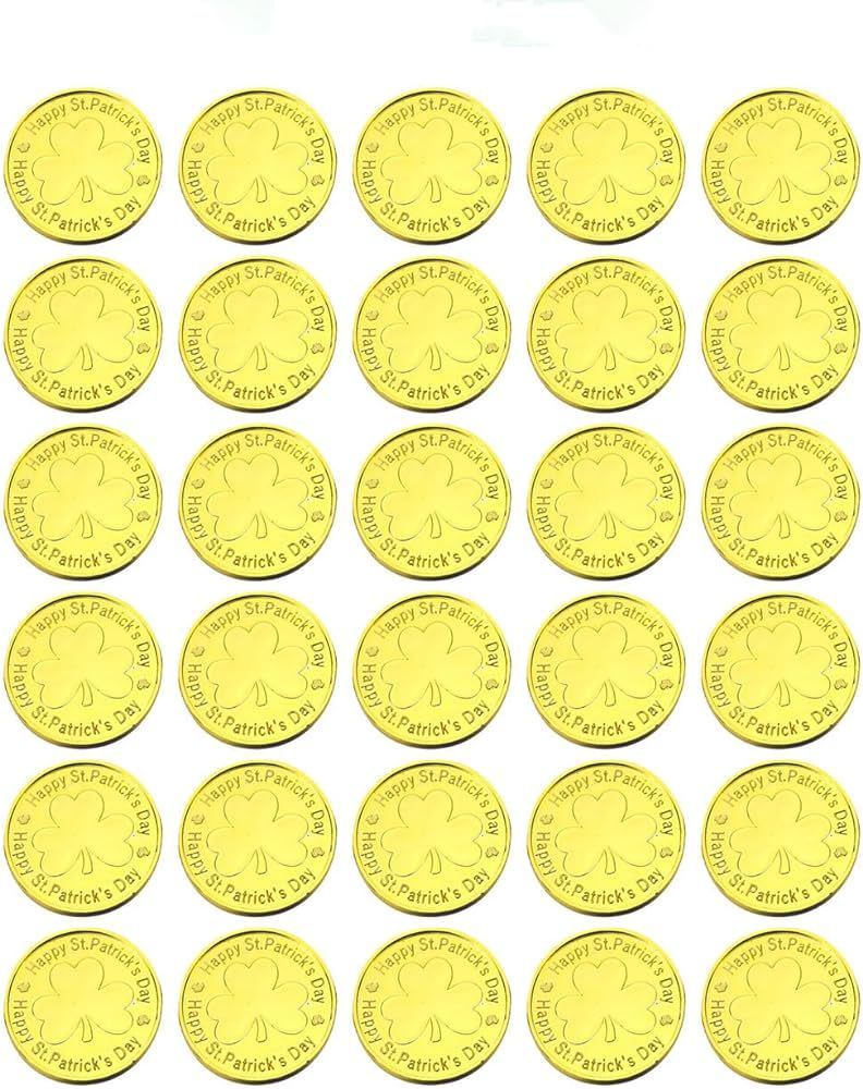 JANEMO 30PCS St. Patrick's Plastic Gold Coins,Fake Gold Coins for Party Favors,School Game,Party ... | Amazon (US)