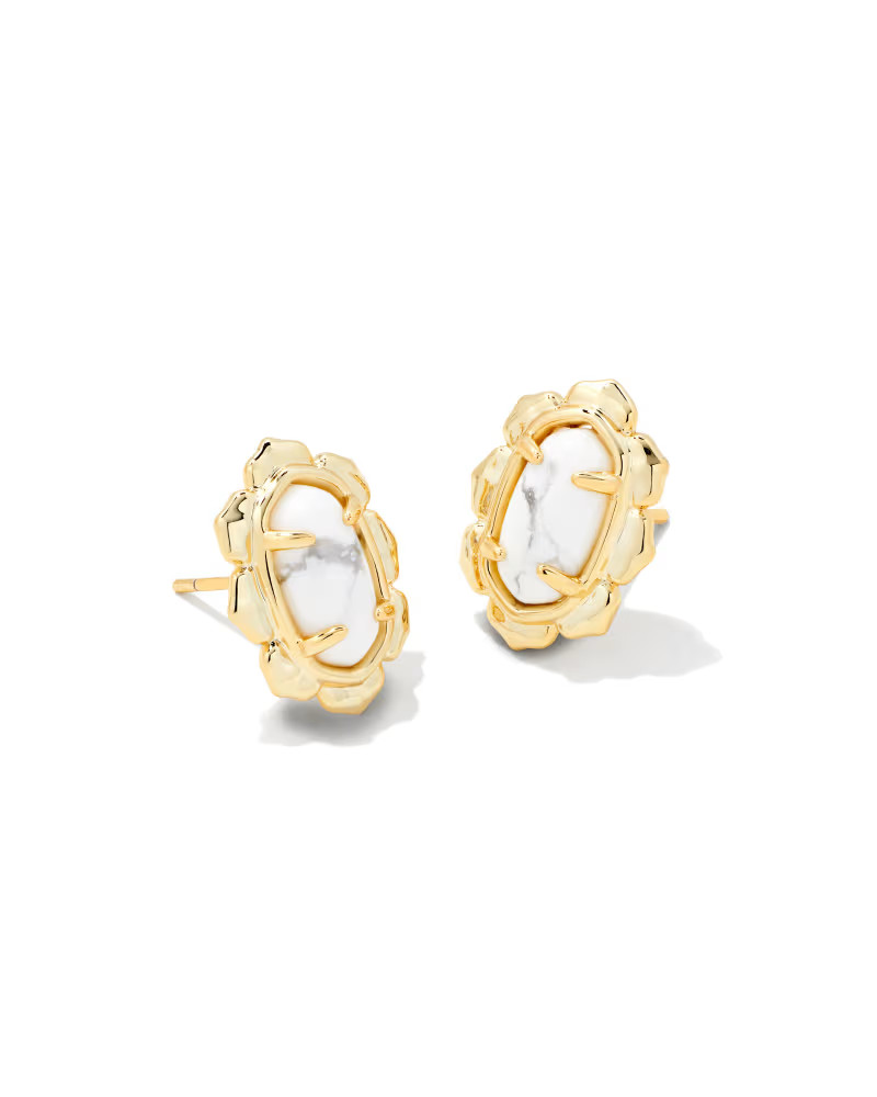 Piper Gold Stud Earrings in White Howlite | Kendra Scott
