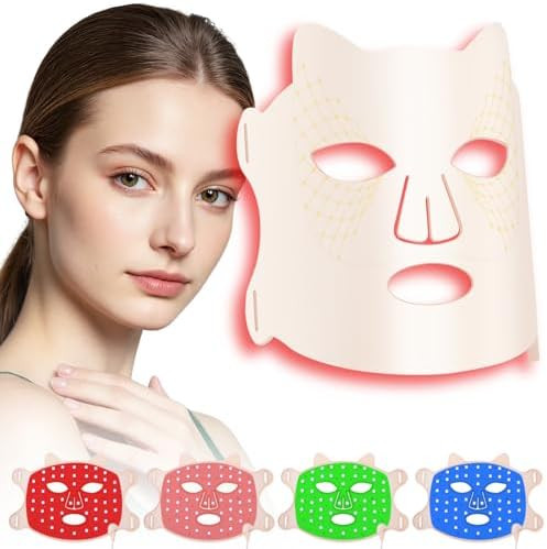 Maschera led viso, Maschera LED per viso con silicone flessibile, 4 colori (rosso, infrarossi vic... | Amazon (IT)