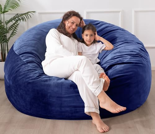 [Removable Outer Cover] Large Bean Bag Chair: 3 ft Memory Foam Bean Bag Chairs for Adults/Kids,Bean Bag Chair with Filler Included,Soft Faux Fur Fabric,Machine Wash,Navy,3 Foot | Amazon (US)